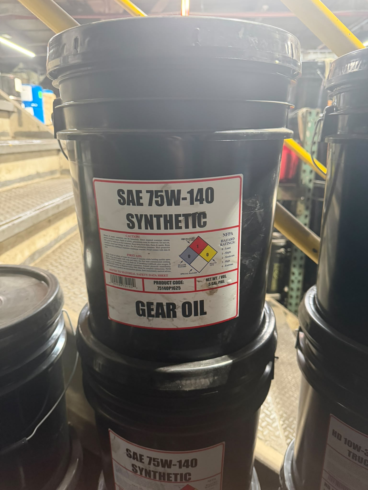 Bass Oil house-label SAE 75W-140 Synthetic Gear Oil, 5 gallon pail, bottled in Brooklyn