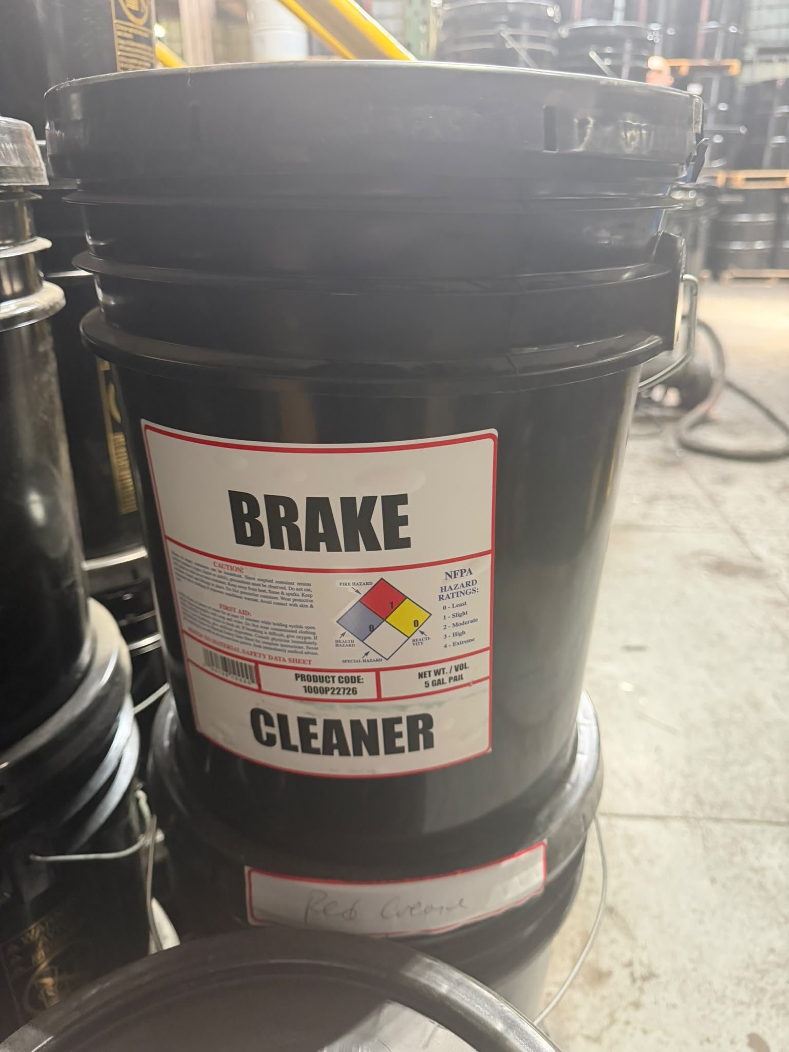 Bass Oil house-label Brake Cleaner, 5 gallon pail, bottled in Brooklyn
