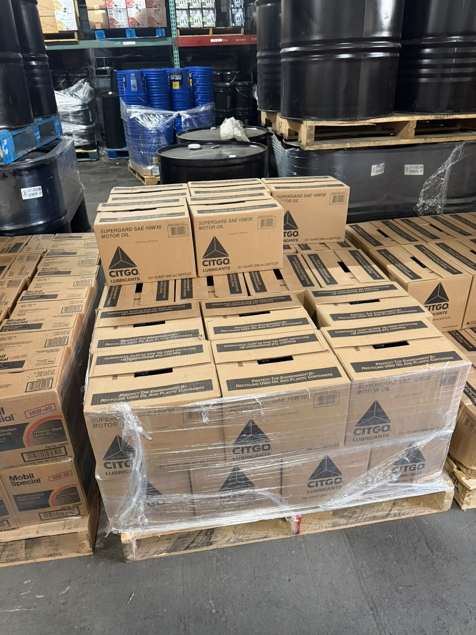 Cases of CITGO Supergard and Mobil Special motor oil